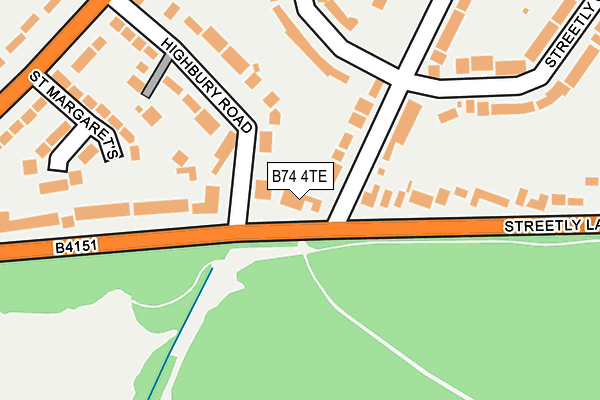 B74 4TE map - OS OpenMap – Local (Ordnance Survey)