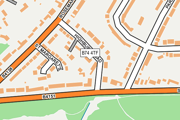 B74 4TF map - OS OpenMap – Local (Ordnance Survey)