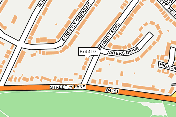 B74 4TG map - OS OpenMap – Local (Ordnance Survey)