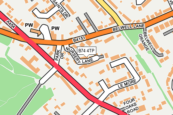 B74 4TP map - OS OpenMap – Local (Ordnance Survey)