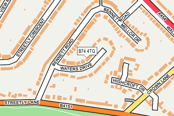 B74 4TQ map - OS OpenMap – Local (Ordnance Survey)