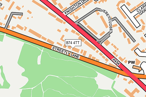 B74 4TT map - OS OpenMap – Local (Ordnance Survey)