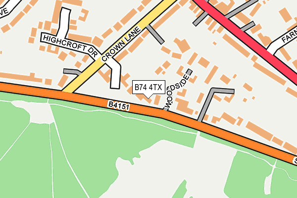 B74 4TX map - OS OpenMap – Local (Ordnance Survey)