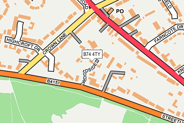 B74 4TY map - OS OpenMap – Local (Ordnance Survey)
