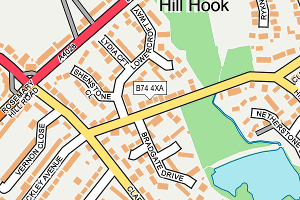 B74 4XA map - OS OpenMap – Local (Ordnance Survey)