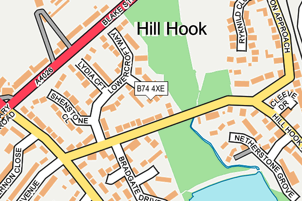 B74 4XE map - OS OpenMap – Local (Ordnance Survey)