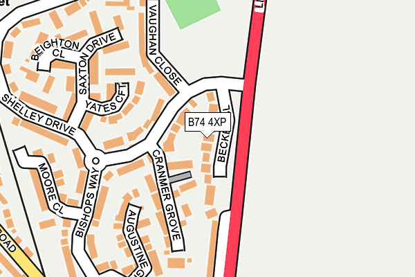 B74 4XP map - OS OpenMap – Local (Ordnance Survey)