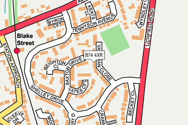 B74 4XR map - OS OpenMap – Local (Ordnance Survey)