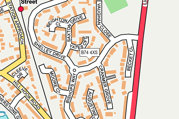 B74 4XS map - OS OpenMap – Local (Ordnance Survey)