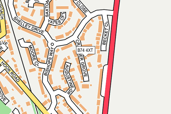 B74 4XT map - OS OpenMap – Local (Ordnance Survey)