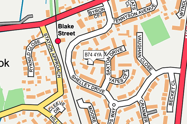 B74 4YA map - OS OpenMap – Local (Ordnance Survey)