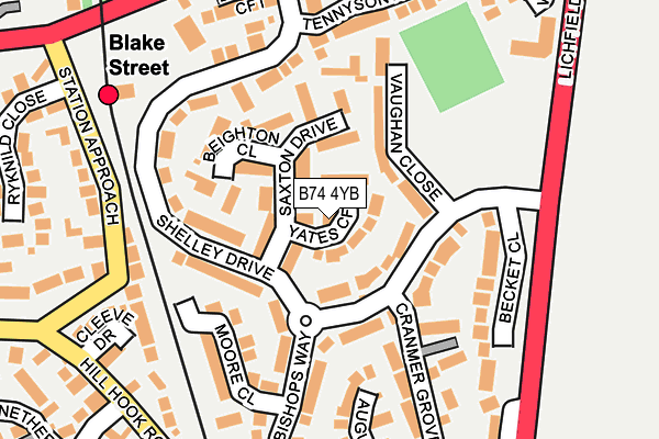 B74 4YB map - OS OpenMap – Local (Ordnance Survey)