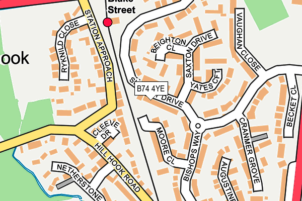 B74 4YE map - OS OpenMap – Local (Ordnance Survey)