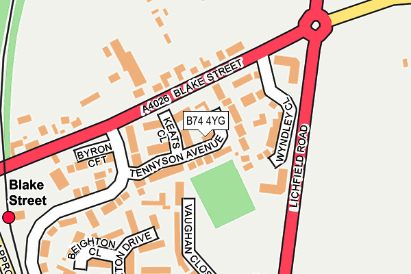 B74 4YG map - OS OpenMap – Local (Ordnance Survey)