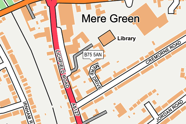 B75 5AN map - OS OpenMap – Local (Ordnance Survey)