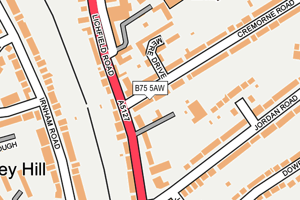 B75 5AW map - OS OpenMap – Local (Ordnance Survey)