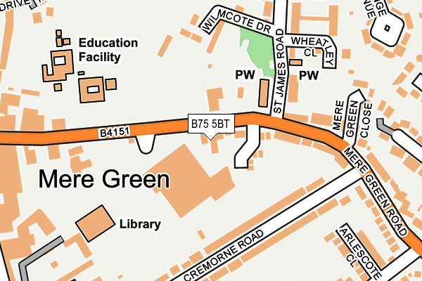 B75 5BT map - OS OpenMap – Local (Ordnance Survey)