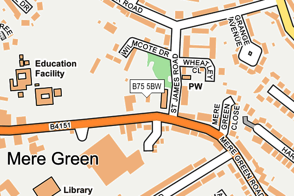 B75 5BW map - OS OpenMap – Local (Ordnance Survey)