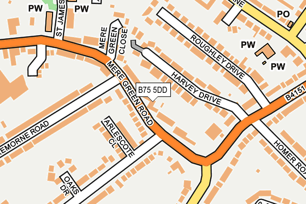 B75 5DD map - OS OpenMap – Local (Ordnance Survey)