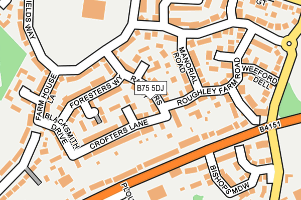 B75 5DJ map - OS OpenMap – Local (Ordnance Survey)