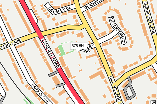 B75 5HJ map - OS OpenMap – Local (Ordnance Survey)