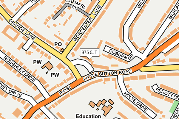 B75 5JT map - OS OpenMap – Local (Ordnance Survey)