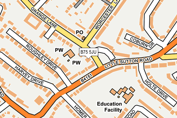 B75 5JU map - OS OpenMap – Local (Ordnance Survey)