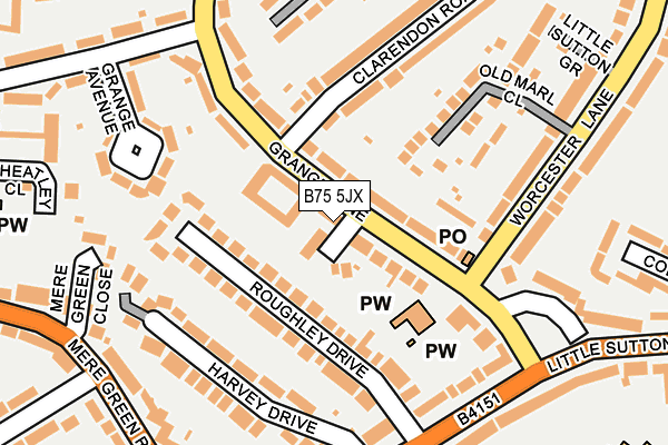 B75 5JX map - OS OpenMap – Local (Ordnance Survey)