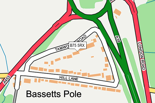 B75 5RX map - OS OpenMap – Local (Ordnance Survey)