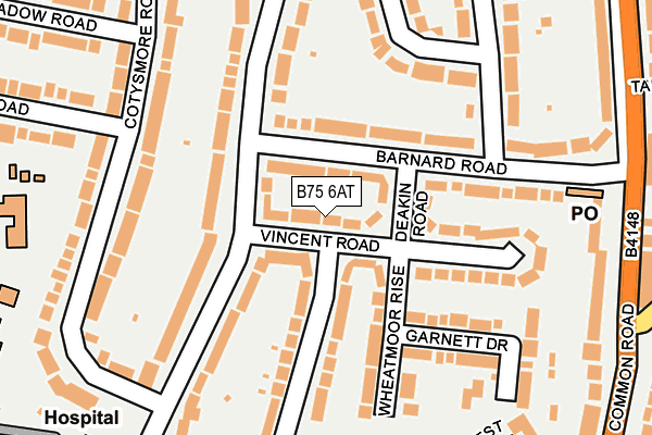 B75 6AT map - OS OpenMap – Local (Ordnance Survey)