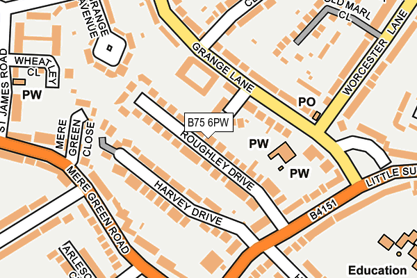 B75 6PW map - OS OpenMap – Local (Ordnance Survey)