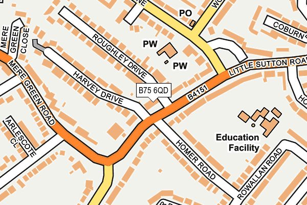 B75 6QD map - OS OpenMap – Local (Ordnance Survey)