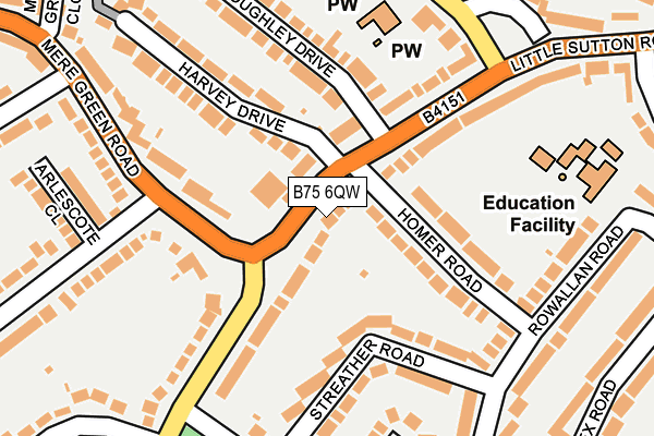 B75 6QW map - OS OpenMap – Local (Ordnance Survey)