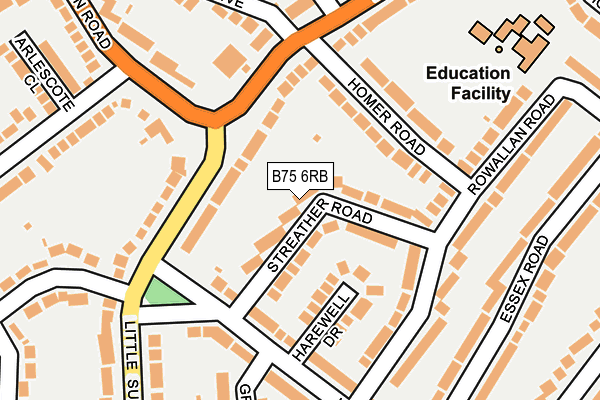 B75 6RB map - OS OpenMap – Local (Ordnance Survey)