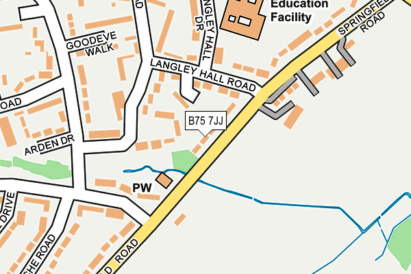 B75 7JJ map - OS OpenMap – Local (Ordnance Survey)