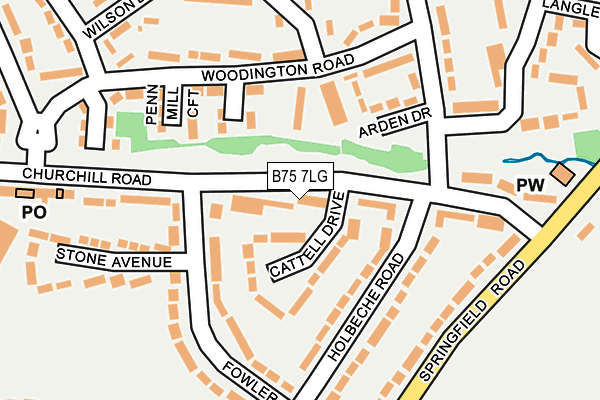 B75 7LG map - OS OpenMap – Local (Ordnance Survey)