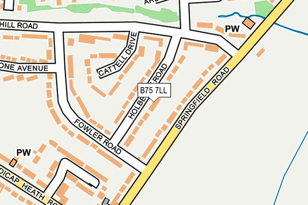 B75 7LL map - OS OpenMap – Local (Ordnance Survey)