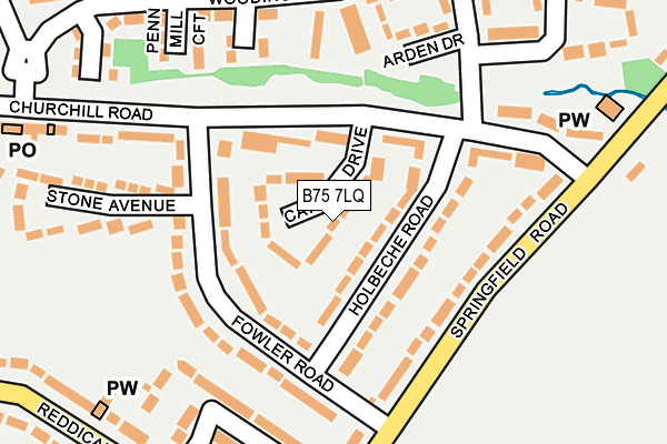 B75 7LQ map - OS OpenMap – Local (Ordnance Survey)