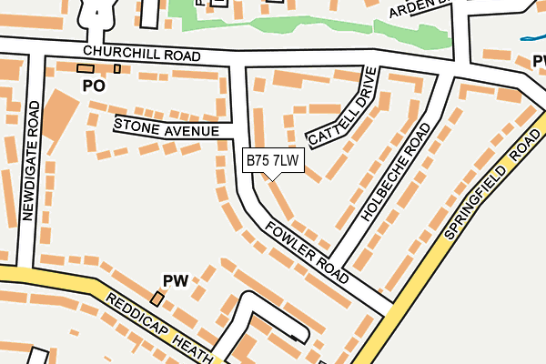 B75 7LW map - OS OpenMap – Local (Ordnance Survey)