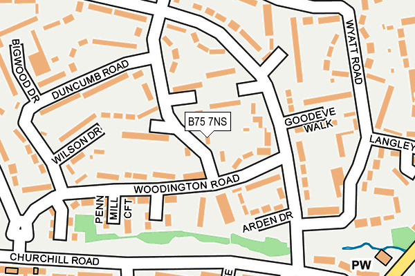 B75 7NS map - OS OpenMap – Local (Ordnance Survey)