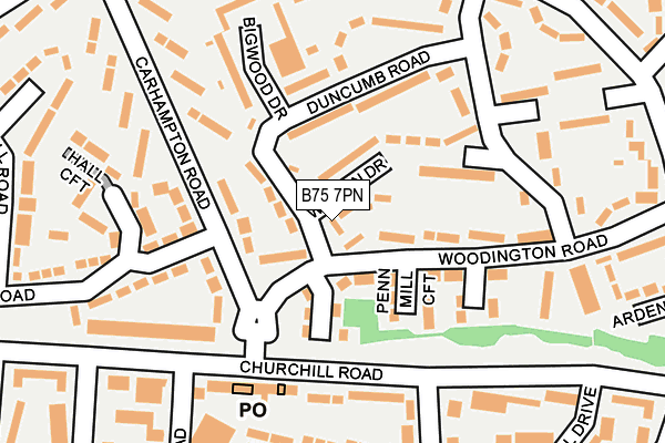 B75 7PN map - OS OpenMap – Local (Ordnance Survey)