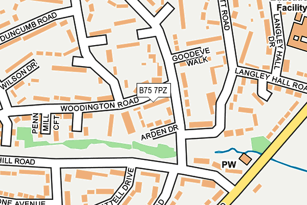 B75 7PZ map - OS OpenMap – Local (Ordnance Survey)