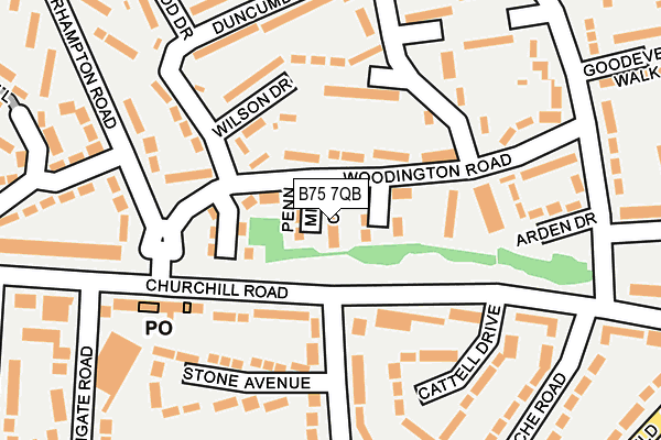 B75 7QB map - OS OpenMap – Local (Ordnance Survey)