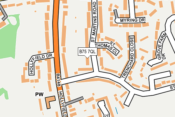 B75 7QL map - OS OpenMap – Local (Ordnance Survey)