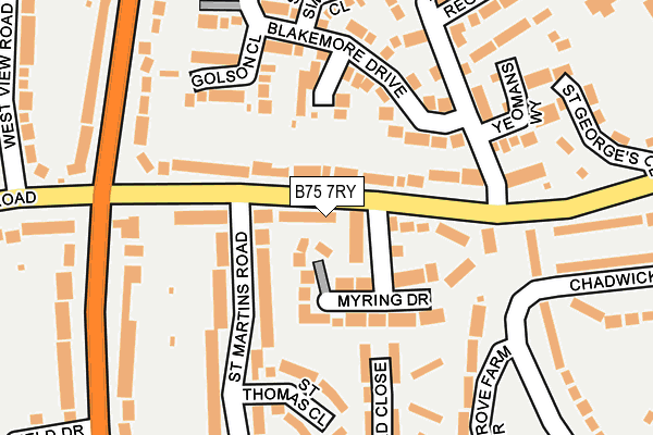B75 7RY map - OS OpenMap – Local (Ordnance Survey)