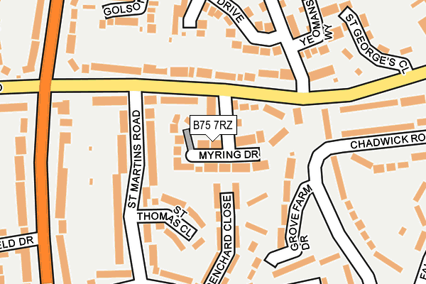 B75 7RZ map - OS OpenMap – Local (Ordnance Survey)