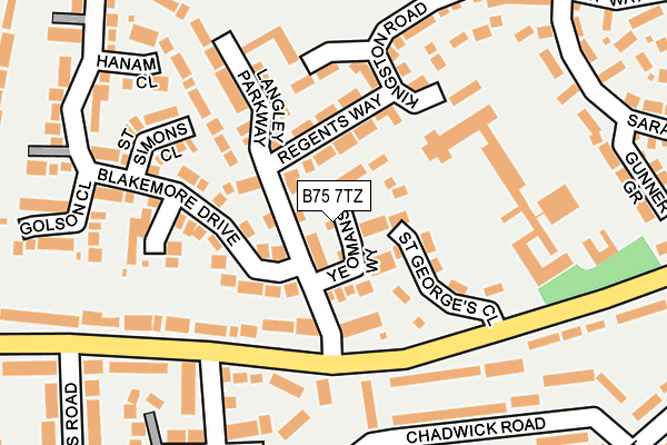 B75 7TZ map - OS OpenMap – Local (Ordnance Survey)