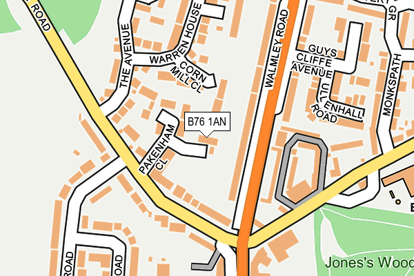 B76 1AN map - OS OpenMap – Local (Ordnance Survey)