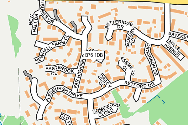 B76 1DB map - OS OpenMap – Local (Ordnance Survey)