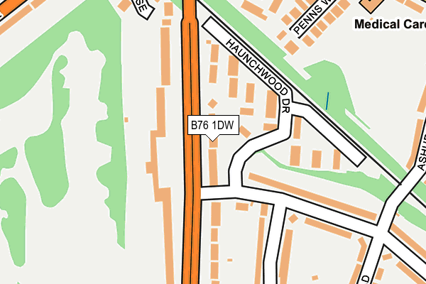 B76 1DW map - OS OpenMap – Local (Ordnance Survey)